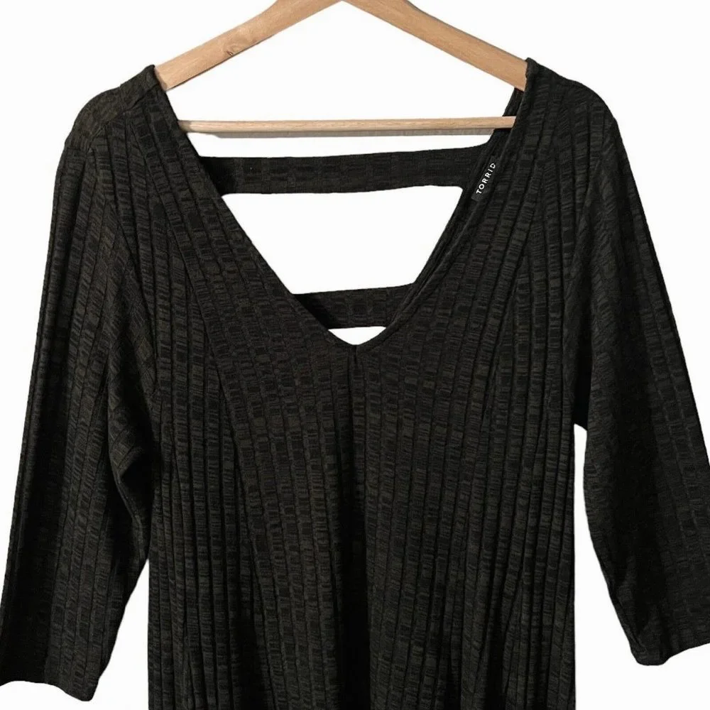 Torrid Ladder Back Knit Skater Dress Plus Size 1X Olive Green Swing 11505725 - Picture 5 of 11